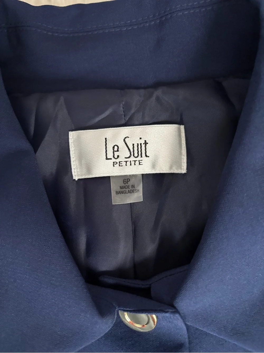 Le Suit Petite Navy Blue 2-Piece Skirt Suit Set Blazer & Pencil Skirt Size 6P